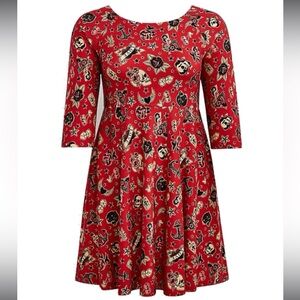 NWOT Torrid Plus Size 0 RAGLAN BABYDOLL DRESS - PONTE TATTOO RED w/ Pockets!